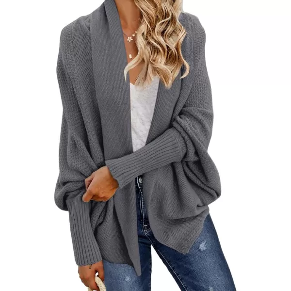 GRECERELLE Women's Kimono Batwing Cable Open Front Knitted Slouchy Oversized Wrap Cardigan Sweater Outwear Coat