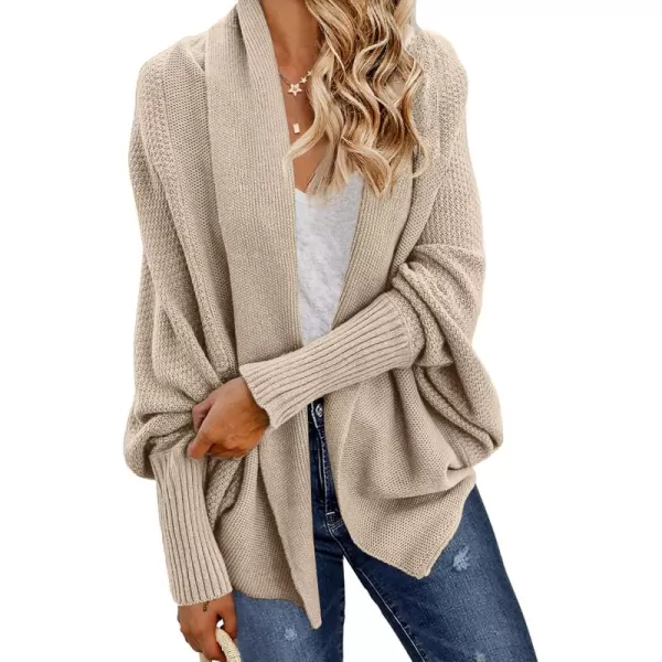 GRECERELLE Women's Kimono Batwing Cable Open Front Knitted Slouchy Oversized Wrap Cardigan Sweater Outwear Coat