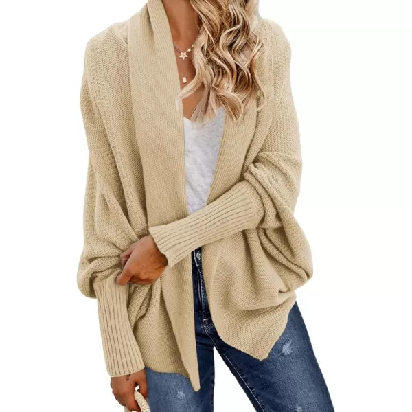 GRECERELLE Women's Kimono Batwing Cable Open Front Knitted Slouchy Oversized Wrap Cardigan Sweater Outwear Coat