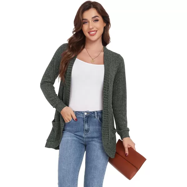 GRECERELLE Womens 2024 Long Sleeve Open Front Casual Lightweight Sweater Cardigan with Pockets