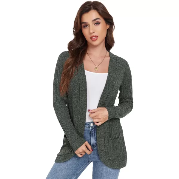 GRECERELLE Womens 2024 Long Sleeve Open Front Casual Lightweight Sweater Cardigan with Pockets