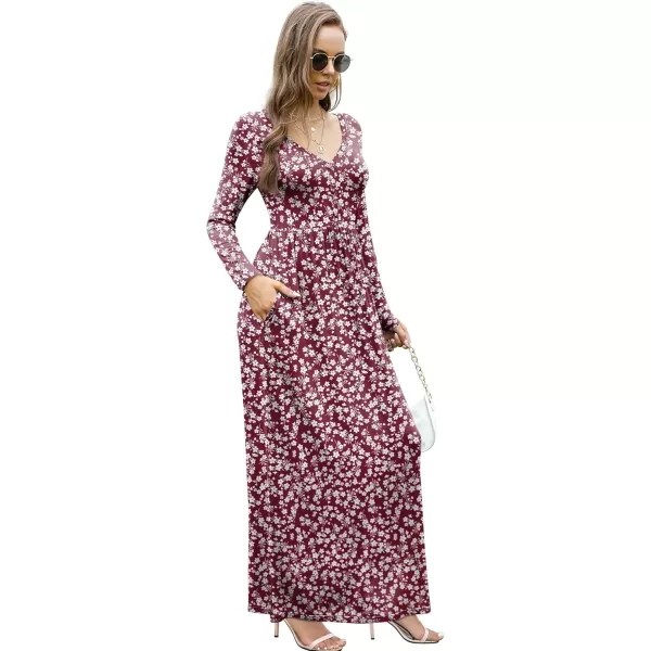 GRECERELLE Womens Maxi Dresses 2024 Long Sleeve V Neck Casual Button Boho Tshirt Long Dress with Pockets