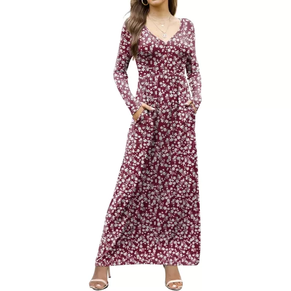 GRECERELLE Womens Maxi Dresses 2024 Long Sleeve V Neck Casual Button Boho Tshirt Long Dress with Pockets
