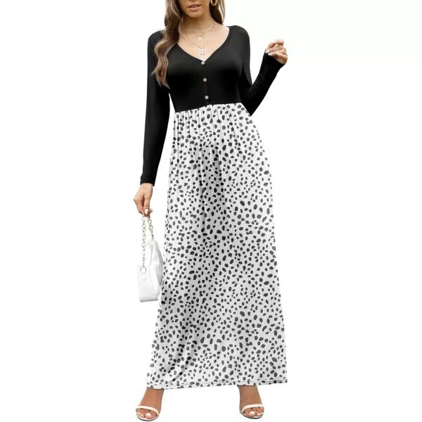 GRECERELLE Womens Maxi Dresses 2024 Long Sleeve V Neck Casual Button Boho Tshirt Long Dress with Pockets