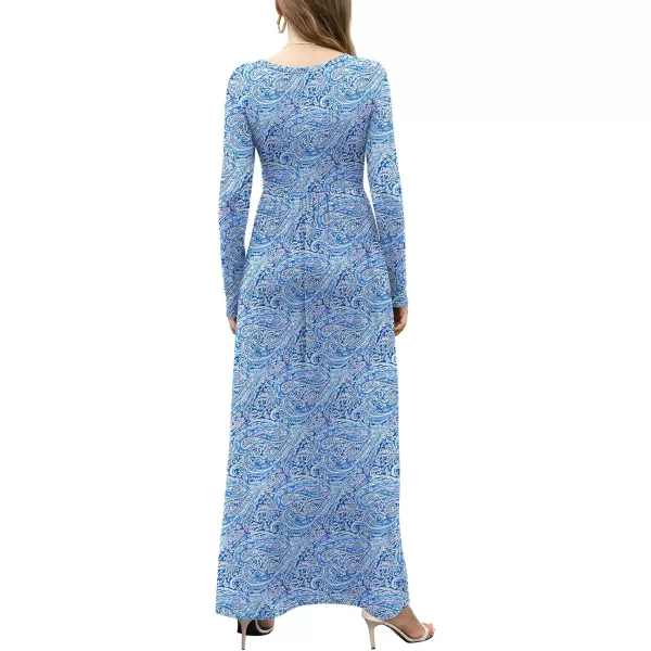 GRECERELLE Womens Maxi Dresses 2024 Long Sleeve V Neck Casual Button Boho Tshirt Long Dress with Pockets