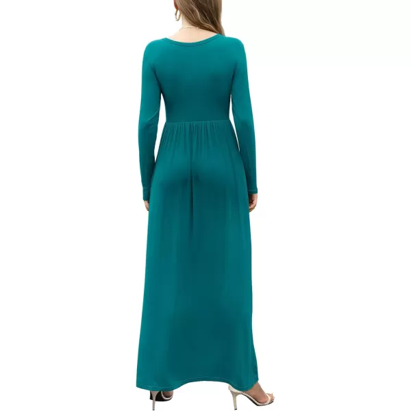 GRECERELLE Womens Maxi Dresses 2024 Long Sleeve V Neck Casual Button Boho Tshirt Long Dress with Pockets