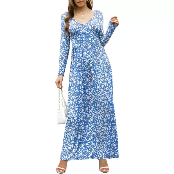 GRECERELLE Womens Maxi Dresses 2024 Long Sleeve V Neck Casual Button Boho Tshirt Long Dress with Pockets