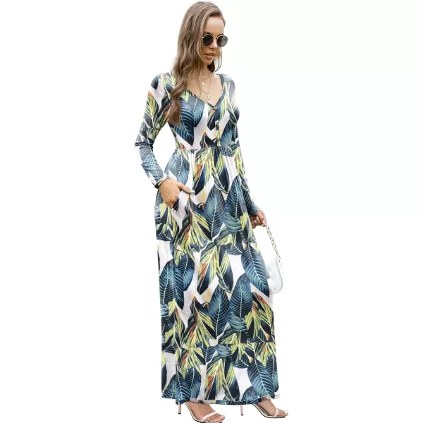 GRECERELLE Womens Maxi Dresses 2024 Long Sleeve V Neck Casual Button Boho Tshirt Long Dress with Pockets