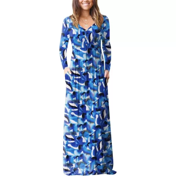 GRECERELLE Womens Maxi Dresses 2024 Long Sleeve V Neck Casual Button Boho Tshirt Long Dress with Pockets