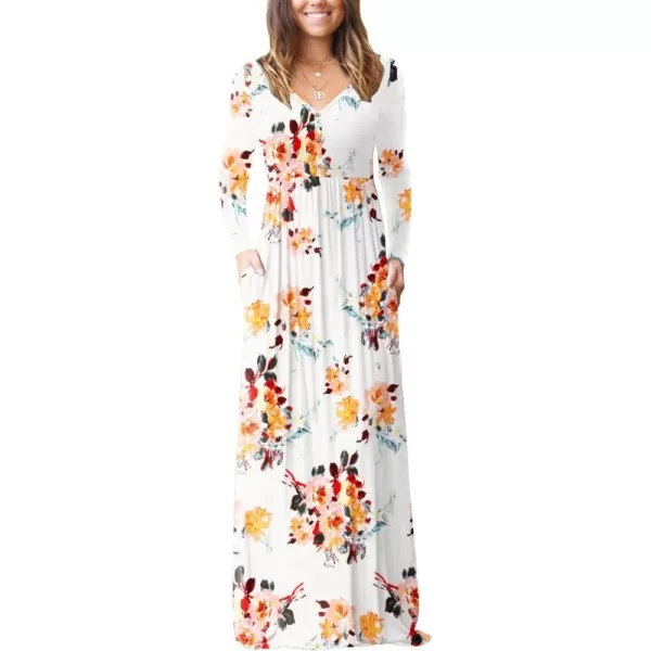 GRECERELLE Womens Maxi Dresses 2024 Long Sleeve V Neck Casual Button Boho Tshirt Long Dress with Pockets