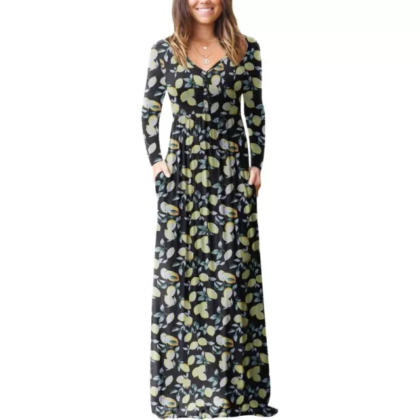 GRECERELLE Womens Maxi Dresses 2024 Long Sleeve V Neck Casual Button Boho Tshirt Long Dress with Pockets