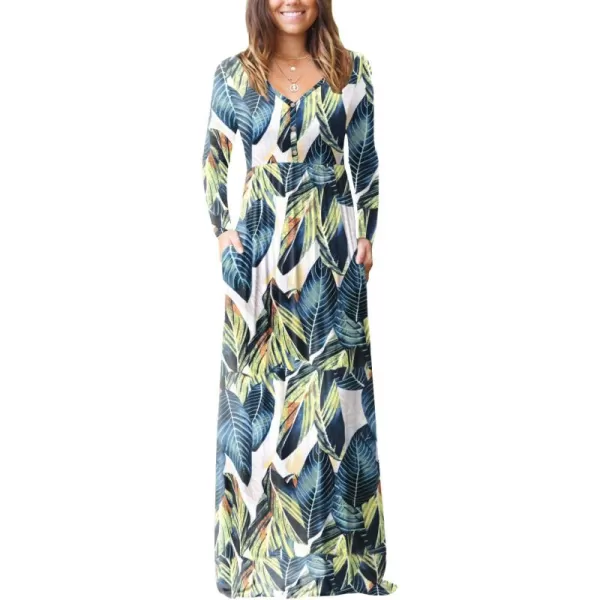 GRECERELLE Womens Maxi Dresses 2024 Long Sleeve V Neck Casual Button Boho Tshirt Long Dress with Pockets