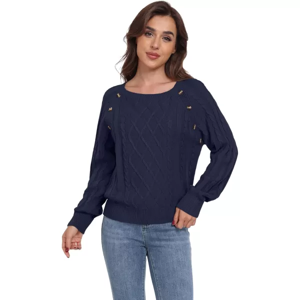 GRECERELLE Women's Sweaters Crewneck Bishop Long Sleeve 2024 Fall Oversized Knit Button Jumper Tops