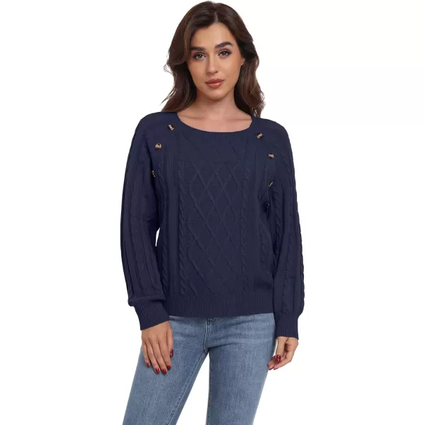 GRECERELLE Women's Sweaters Crewneck Bishop Long Sleeve 2024 Fall Oversized Knit Button Jumper Tops