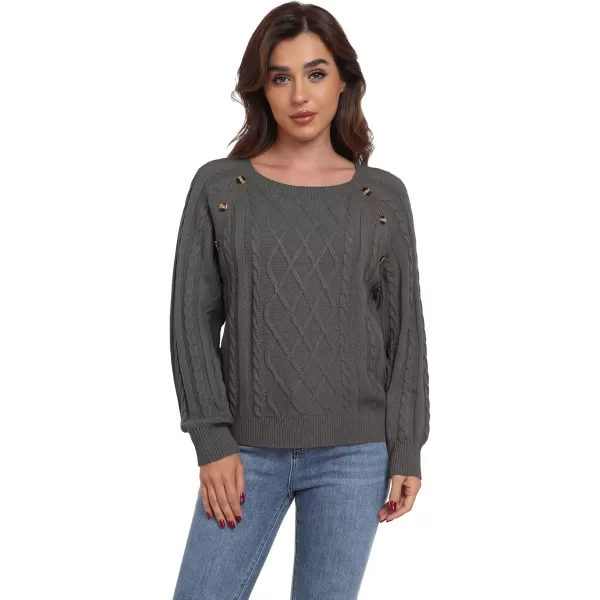 GRECERELLE Women's Sweaters Crewneck Bishop Long Sleeve 2024 Fall Oversized Knit Button Jumper Tops