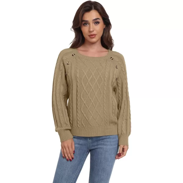 GRECERELLE Women's Sweaters Crewneck Bishop Long Sleeve 2024 Fall Oversized Knit Button Jumper Tops