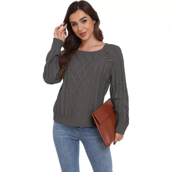 GRECERELLE Women's Sweaters Crewneck Bishop Long Sleeve 2024 Fall Oversized Knit Button Jumper Tops