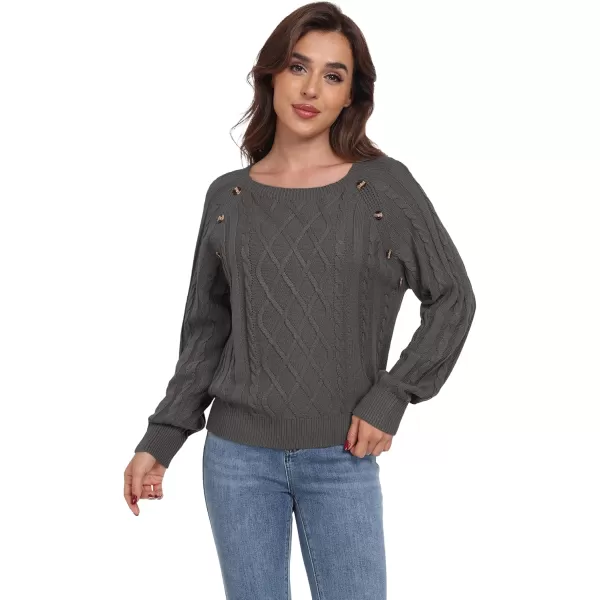 GRECERELLE Women's Sweaters Crewneck Bishop Long Sleeve 2024 Fall Oversized Knit Button Jumper Tops