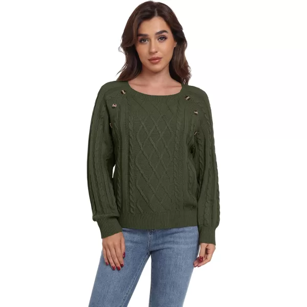 GRECERELLE Women's Sweaters Crewneck Bishop Long Sleeve 2024 Fall Oversized Knit Button Jumper Tops