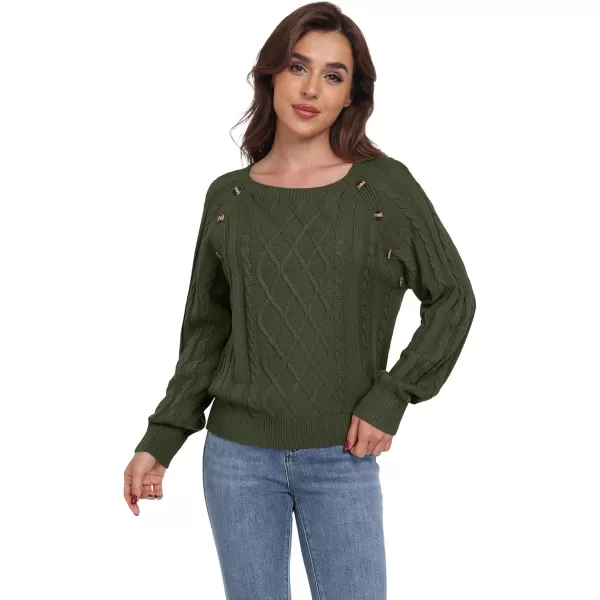 GRECERELLE Women's Sweaters Crewneck Bishop Long Sleeve 2024 Fall Oversized Knit Button Jumper Tops