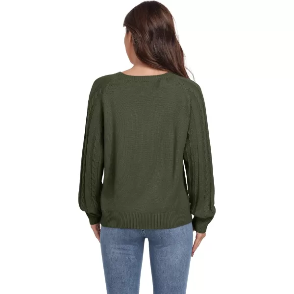 GRECERELLE Women's Sweaters Crewneck Bishop Long Sleeve 2024 Fall Oversized Knit Button Jumper Tops