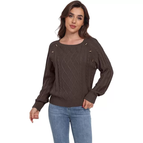 GRECERELLE Women's Sweaters Crewneck Bishop Long Sleeve 2024 Fall Oversized Knit Button Jumper Tops