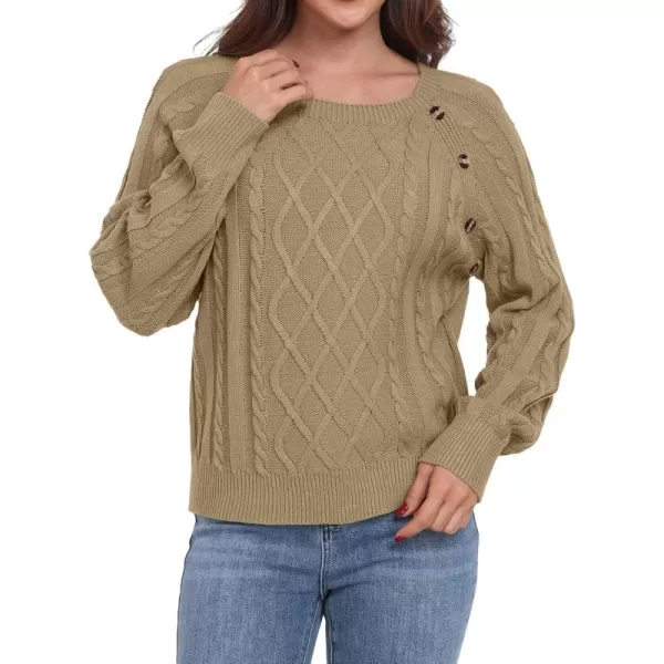 GRECERELLE Women's Sweaters Crewneck Bishop Long Sleeve 2024 Fall Oversized Knit Button Jumper Tops