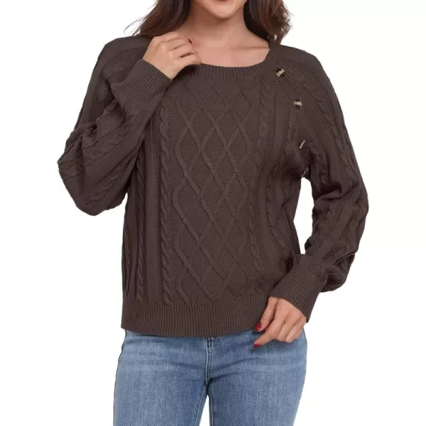 GRECERELLE Women's Sweaters Crewneck Bishop Long Sleeve 2024 Fall Oversized Knit Button Jumper Tops