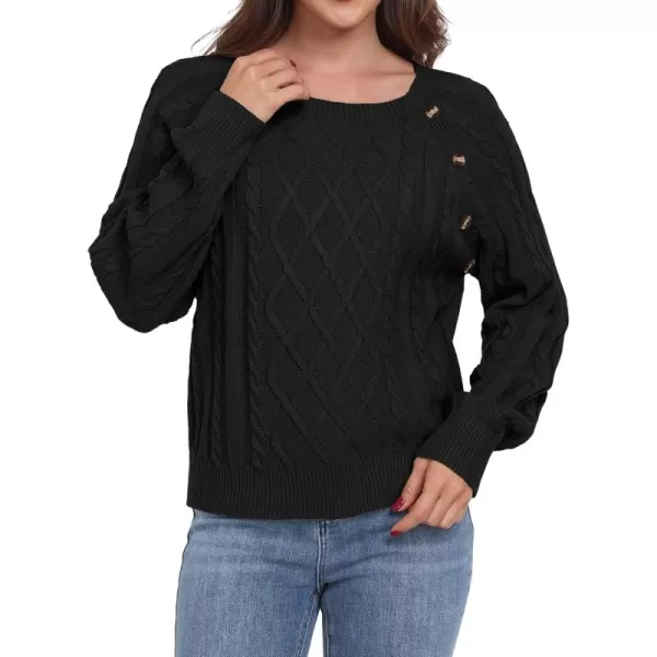 GRECERELLE Women's Sweaters Crewneck Bishop Long Sleeve 2024 Fall Oversized Knit Button Jumper Tops
