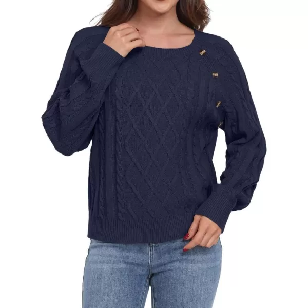 GRECERELLE Women's Sweaters Crewneck Bishop Long Sleeve 2024 Fall Oversized Knit Button Jumper Tops