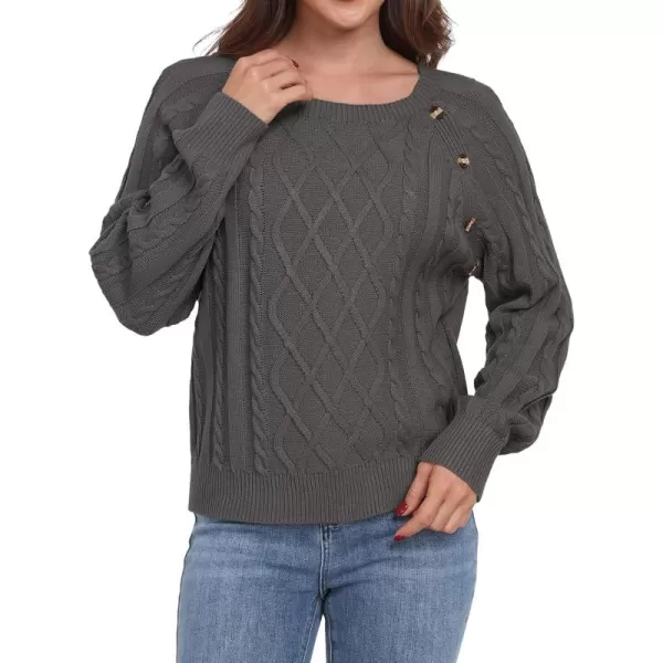 GRECERELLE Women's Sweaters Crewneck Bishop Long Sleeve 2024 Fall Oversized Knit Button Jumper Tops
