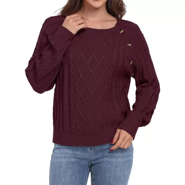 GRECERELLE Women's Sweaters Crewneck Bishop Long Sleeve 2024 Fall Oversized Knit Button Jumper Tops