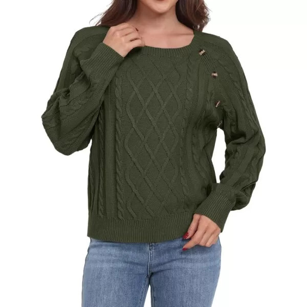 GRECERELLE Women's Sweaters Crewneck Bishop Long Sleeve 2024 Fall Oversized Knit Button Jumper Tops