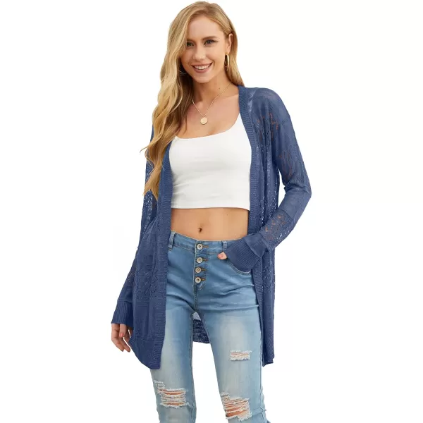 GRECERELLE Women Cardigan Sweaters Lightweight Crochet Long Sleeve Loose Soft Drape Open Front Cardigans Boho Beach Coverups