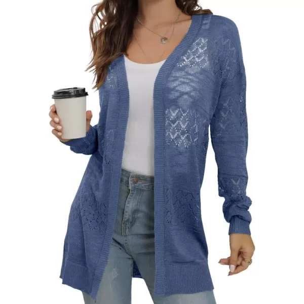 GRECERELLE Women Cardigan Sweaters Lightweight Crochet Long Sleeve Loose Soft Drape Open Front Cardigans Boho Beach Coverups
