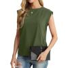 imageGRECERELLE Women 2025 Cap Sleeve Tops Summer Casual Tee Shirt Loose Crew Neck Basic Tank Trendy Work Vacation Outfits S2XLArmy Green