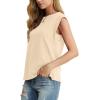 imageGRECERELLE Women 2025 Cap Sleeve Tops Summer Casual Tee Shirt Loose Crew Neck Basic Tank Trendy Work Vacation Outfits S2XLBeige