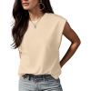imageGRECERELLE Women 2025 Cap Sleeve Tops Summer Casual Tee Shirt Loose Crew Neck Basic Tank Trendy Work Vacation Outfits S2XLBeige