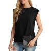 imageGRECERELLE Women 2025 Cap Sleeve Tops Summer Casual Tee Shirt Loose Crew Neck Basic Tank Trendy Work Vacation Outfits S2XLBlack