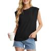 imageGRECERELLE Women 2025 Cap Sleeve Tops Summer Casual Tee Shirt Loose Crew Neck Basic Tank Trendy Work Vacation Outfits S2XLBlack