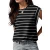 imageGRECERELLE Women 2025 Cap Sleeve Tops Summer Casual Tee Shirt Loose Crew Neck Basic Tank Trendy Work Vacation Outfits S2XLBlack White Stripe