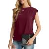 imageGRECERELLE Women 2025 Cap Sleeve Tops Summer Casual Tee Shirt Loose Crew Neck Basic Tank Trendy Work Vacation Outfits S2XLBurgundy