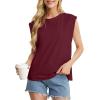 imageGRECERELLE Women 2025 Cap Sleeve Tops Summer Casual Tee Shirt Loose Crew Neck Basic Tank Trendy Work Vacation Outfits S2XLBurgundy