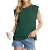 imageGRECERELLE Women 2025 Cap Sleeve Tops Summer Casual Tee Shirt Loose Crew Neck Basic Tank Trendy Work Vacation Outfits S2XLDark Green