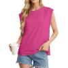 imageGRECERELLE Women 2025 Cap Sleeve Tops Summer Casual Tee Shirt Loose Crew Neck Basic Tank Trendy Work Vacation Outfits S2XLHot Pink