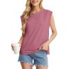 imageGRECERELLE Women 2025 Cap Sleeve Tops Summer Casual Tee Shirt Loose Crew Neck Basic Tank Trendy Work Vacation Outfits S2XLMauve