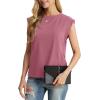 imageGRECERELLE Women 2025 Cap Sleeve Tops Summer Casual Tee Shirt Loose Crew Neck Basic Tank Trendy Work Vacation Outfits S2XLMauve