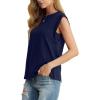 imageGRECERELLE Women 2025 Cap Sleeve Tops Summer Casual Tee Shirt Loose Crew Neck Basic Tank Trendy Work Vacation Outfits S2XLNavy Blue