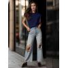 imageGRECERELLE Women 2025 Cap Sleeve Tops Summer Casual Tee Shirt Loose Crew Neck Basic Tank Trendy Work Vacation Outfits S2XLNavy Blue