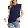 imageGRECERELLE Women 2025 Cap Sleeve Tops Summer Casual Tee Shirt Loose Crew Neck Basic Tank Trendy Work Vacation Outfits S2XLNavy Blue